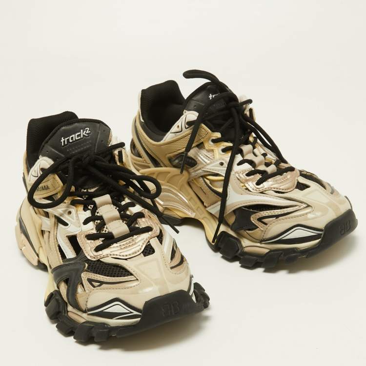 Pre Owned Balenciaga Tricolor Leather and Mesh Track 2 Sneakers Size 40