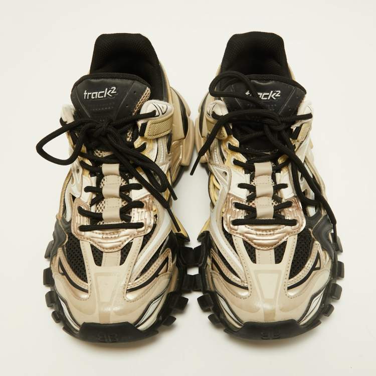 Pre Owned Balenciaga Tricolor Leather and Mesh Track 2 Sneakers Size 40