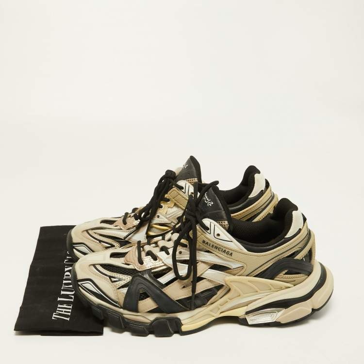 Pre Owned Balenciaga Tricolor Leather and Mesh Track 2 Sneakers Size 40