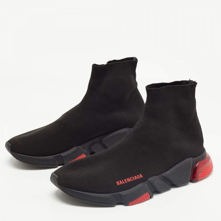 Balenciaga Men's Speed LT Clear Sock Sneakers - Black Red - Size 12