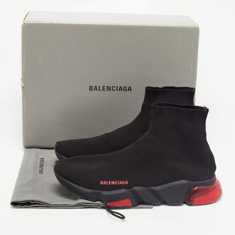 Pre Owned Balenciaga Black  Knit Fabric Speed LT Clear Sneakers Size 45