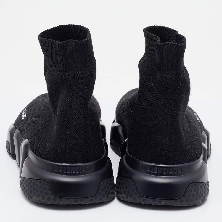 Pre Owned Balenciaga Black Knit Fabric Speed Trainer Sneakers Size 41