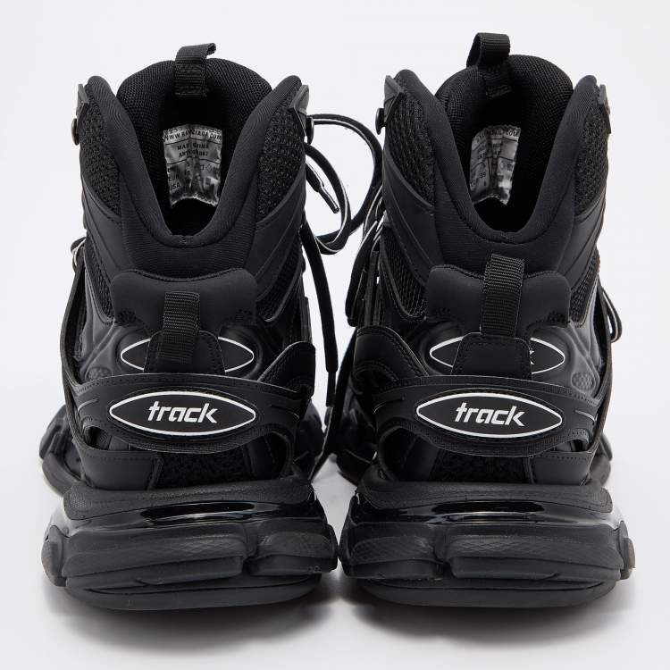 Pre Owned Balenciaga Black Leather and Mesh Track Hike Sneakers Size 39