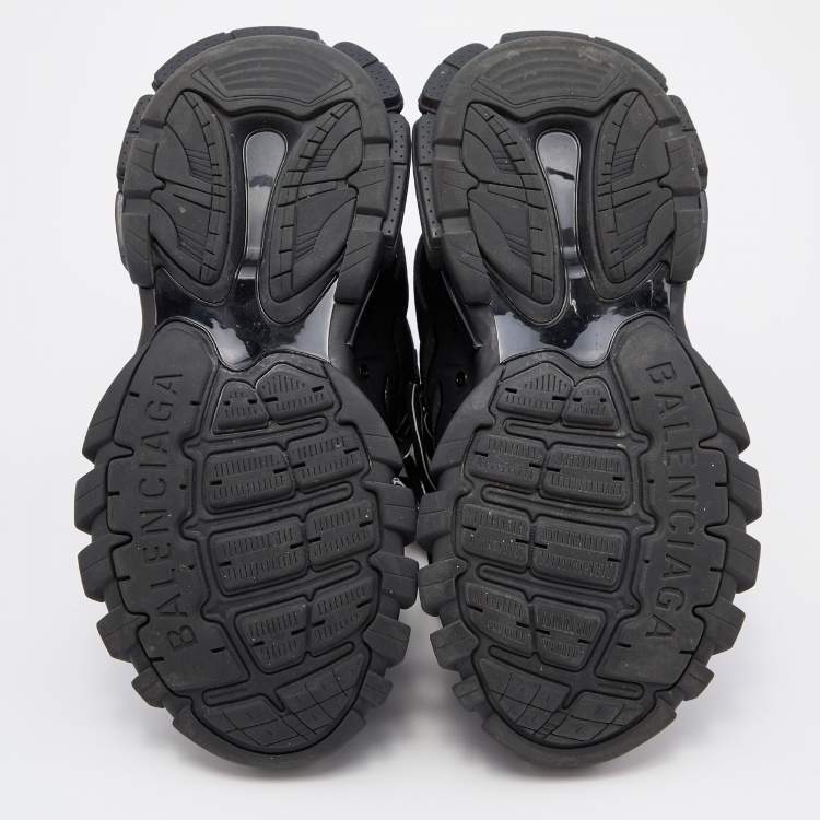 Pre Owned Balenciaga Black Leather and Mesh Track Hike Sneakers Size 39