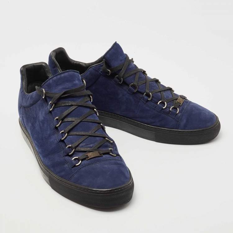 Pre Owned Balenciaga Blue Nubuck Leather Arena Sneakers Size 45
