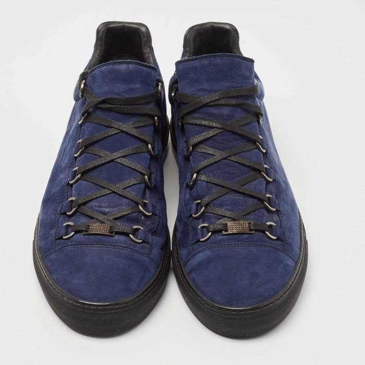 Pre Owned Balenciaga Blue Nubuck Leather Arena Sneakers Size 45