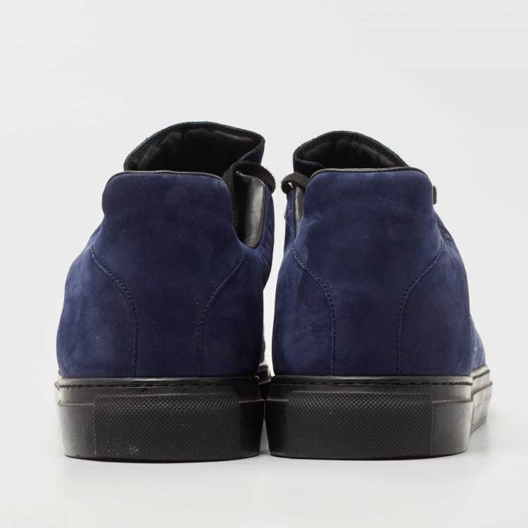 Pre Owned Balenciaga Blue Nubuck Leather Arena Sneakers Size 45