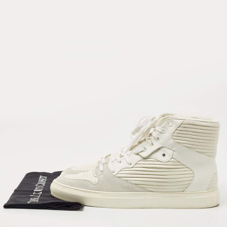 Pre Owned Balenciaga White/Grey Leather and Suede High Top Sneakers Size 44
