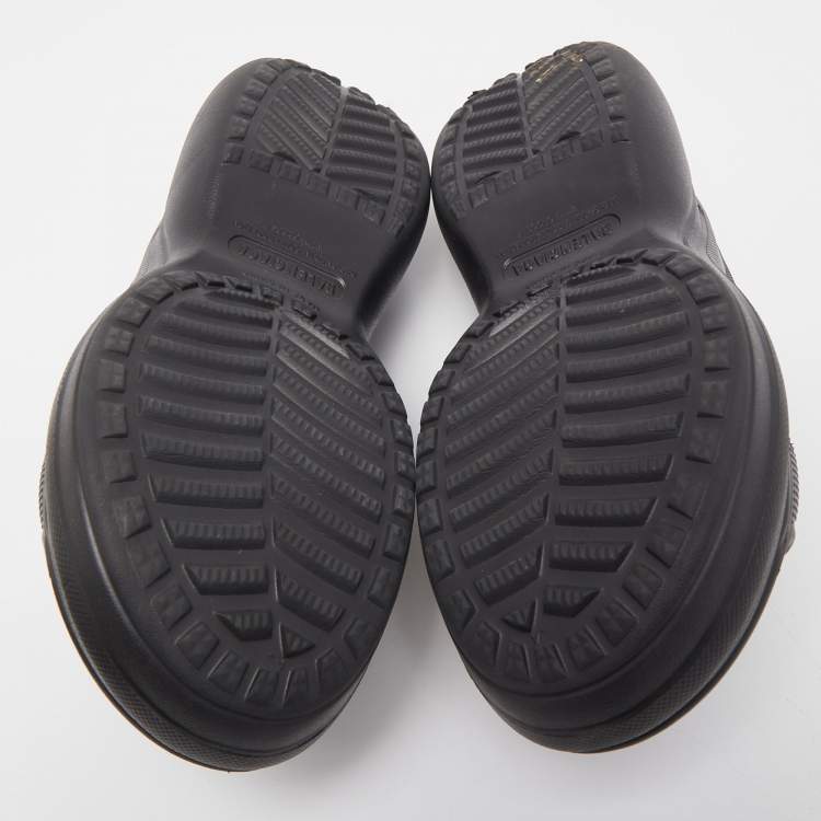 Pre Owned Balenciaga Black Rubber Slide Flats Size 42