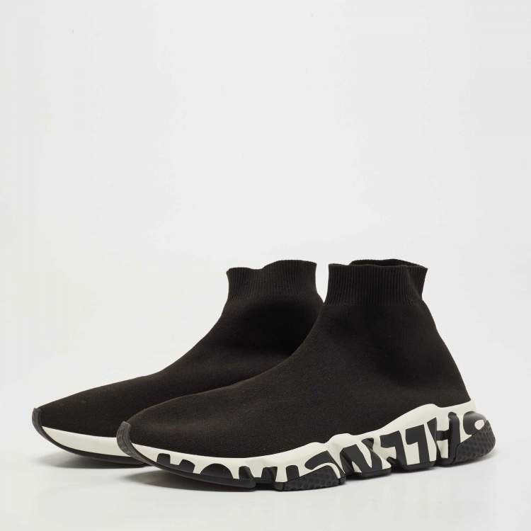 Black Knit Fabric Graffiti Sneakers Size 42 Balenciaga TLC