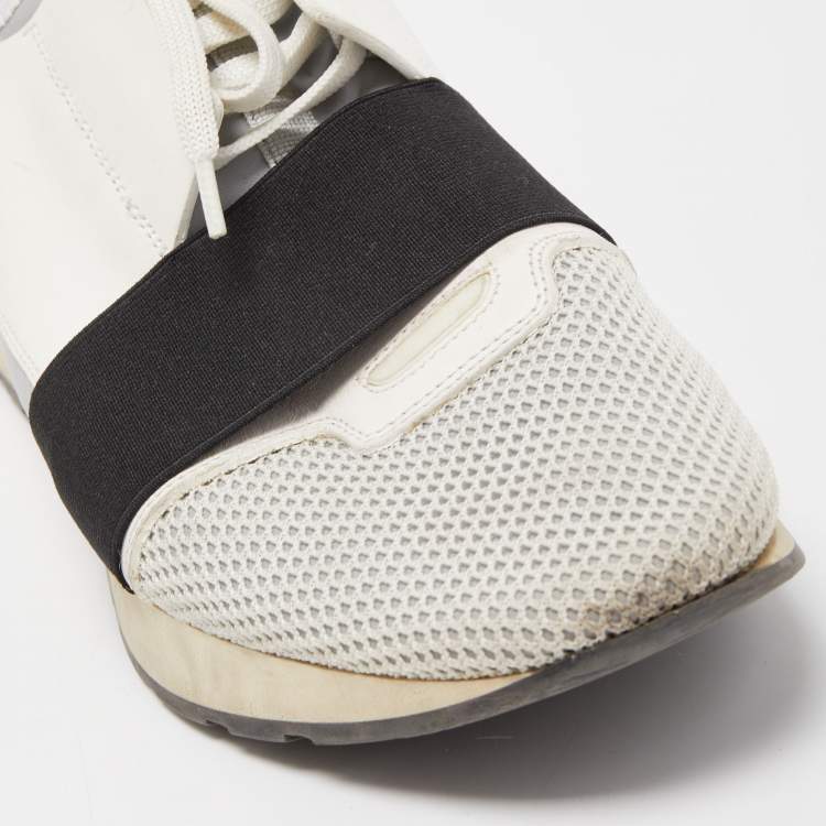 Pre Owned Balenciaga Tricolor Mesh and Leather Race Runner Sneakers Size 43