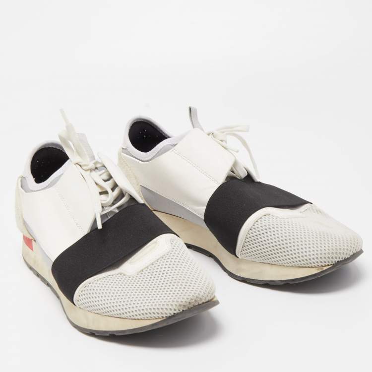Pre Owned Balenciaga Tricolor Mesh and Leather Race Runner Sneakers Size 43