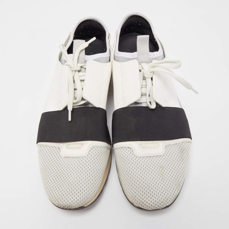 Pre Owned Balenciaga Tricolor Mesh and Leather Race Runner Sneakers Size 43
