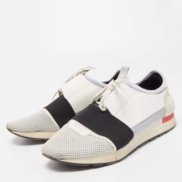 Pre Owned Balenciaga Tricolor Mesh and Leather Race Runner Sneakers Size 43