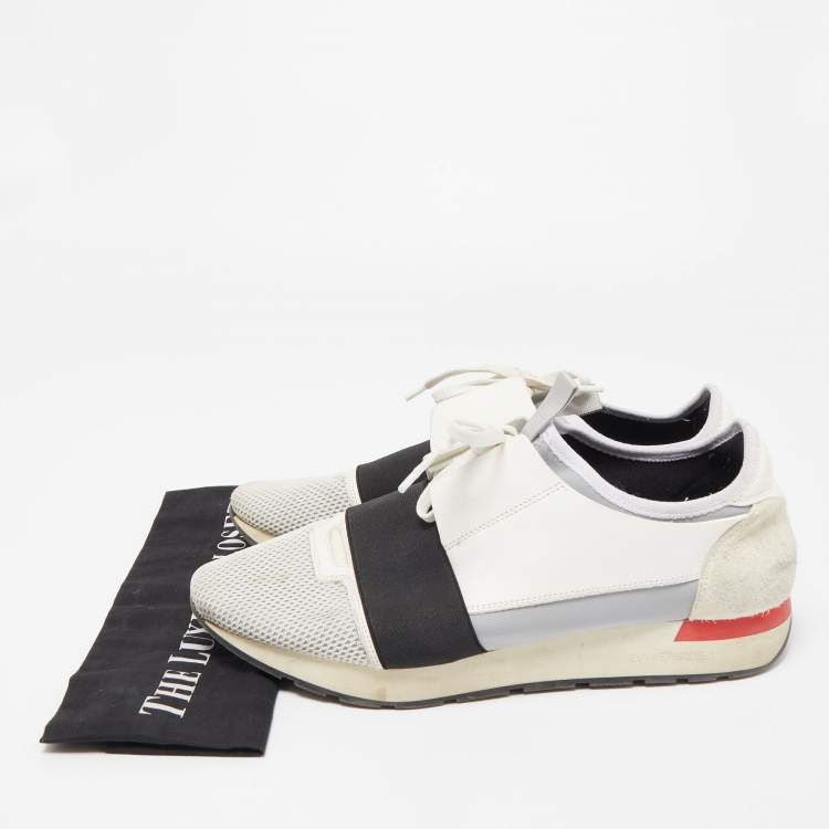 Pre Owned Balenciaga Tricolor Mesh and Leather Race Runner Sneakers Size 43