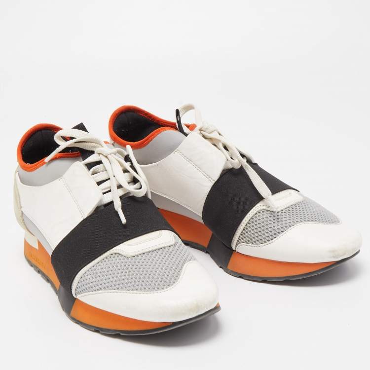 Pre Owned Balenciaga Tricolor Leather and Mesh Race Runner Sneakers Size 40