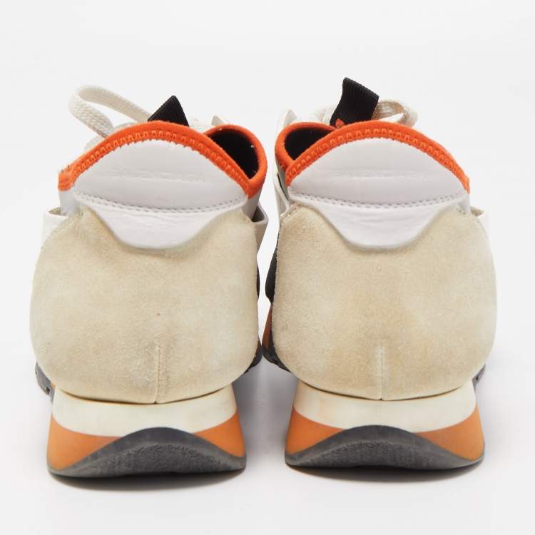 Pre Owned Balenciaga Tricolor Leather and Mesh Race Runner Sneakers Size 40