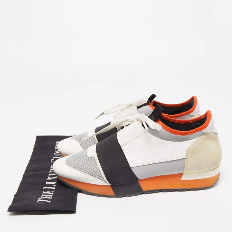 Pre Owned Balenciaga Tricolor Leather and Mesh Race Runner Sneakers Size 40