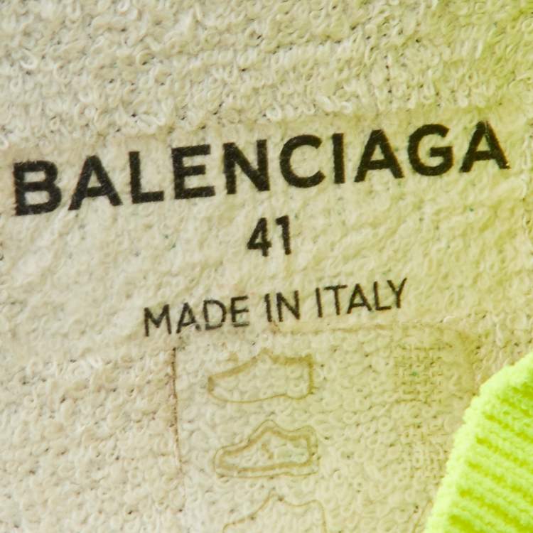 Pre Owned Balenciaga Neon Green  Knit Fabric Speed Slip On Sneakers Size 41