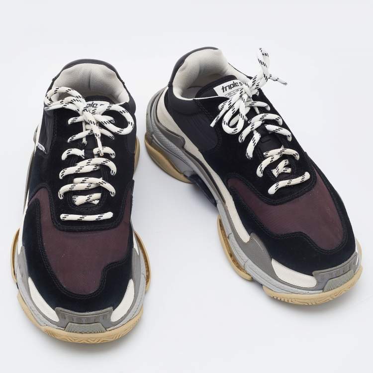 مملوكة مسبقًا Balenciaga Multicolor Suede, Nylon and Leather Triple S Platform Sneakers Size 41