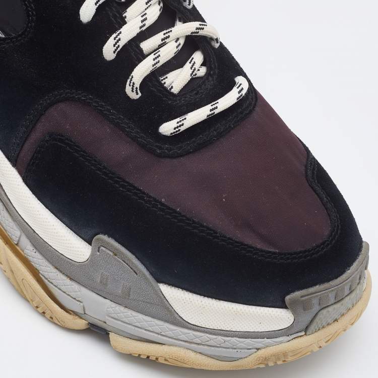 مملوكة مسبقًا Balenciaga Multicolor Suede, Nylon and Leather Triple S Platform Sneakers Size 41