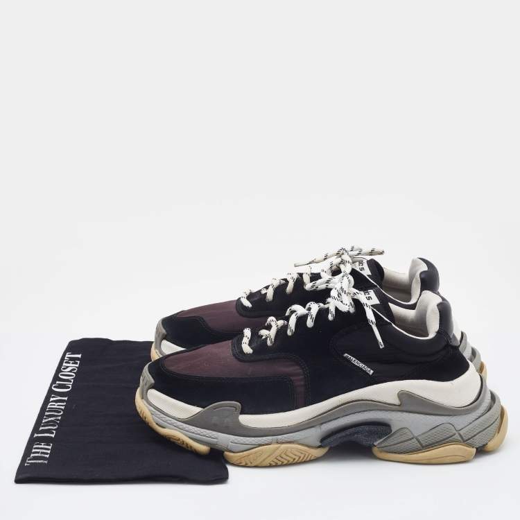 مملوكة مسبقًا Balenciaga Multicolor Suede, Nylon and Leather Triple S Platform Sneakers Size 41