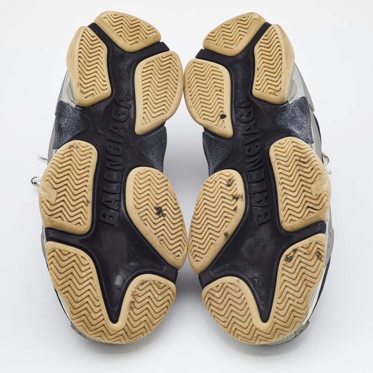 مملوكة مسبقًا Balenciaga Multicolor Suede, Nylon and Leather Triple S Platform Sneakers Size 41