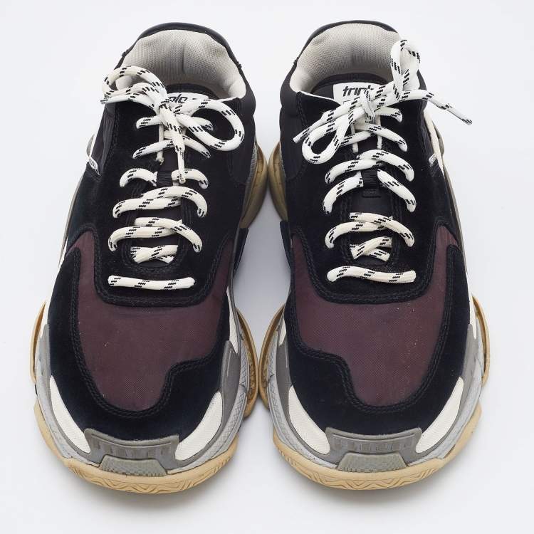 مملوكة مسبقًا Balenciaga Multicolor Suede, Nylon and Leather Triple S Platform Sneakers Size 41