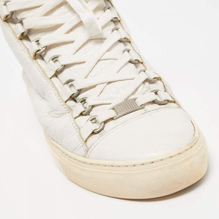 Pre Owned Balenciaga White Leather Arena High Top Sneakers Size 40