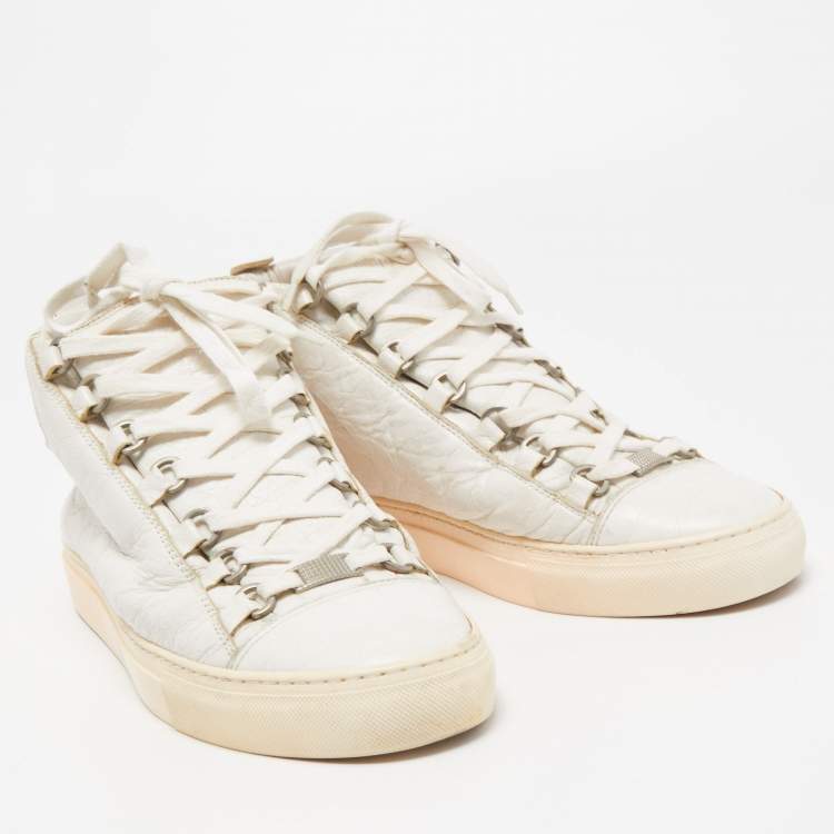 Pre Owned Balenciaga White Leather Arena High Top Sneakers Size 40