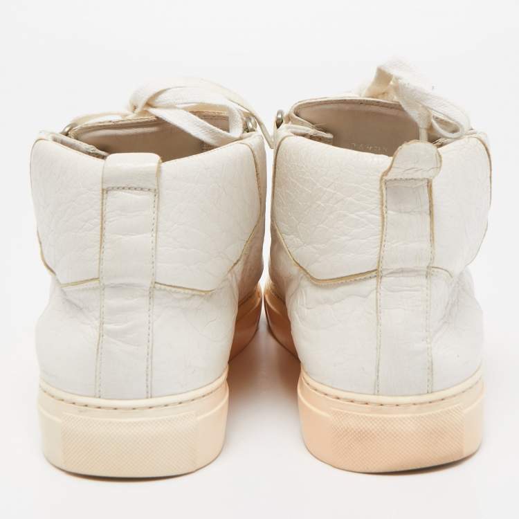 Pre Owned Balenciaga White Leather Arena High Top Sneakers Size 40