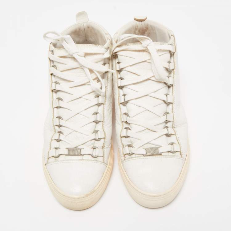 Pre Owned Balenciaga White Leather Arena High Top Sneakers Size 40