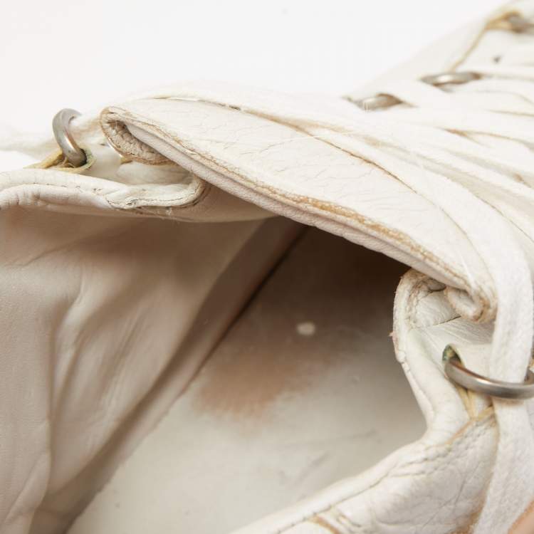 Pre Owned Balenciaga White Leather Arena High Top Sneakers Size 40