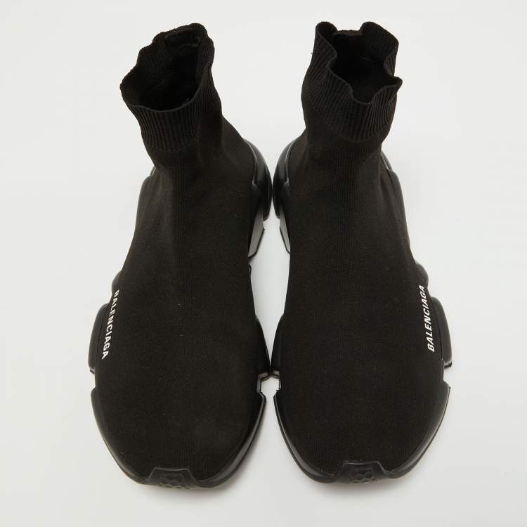 Pre Owned Balenciaga Black Knit Fabric Speed Trainer Sneakers Size 42