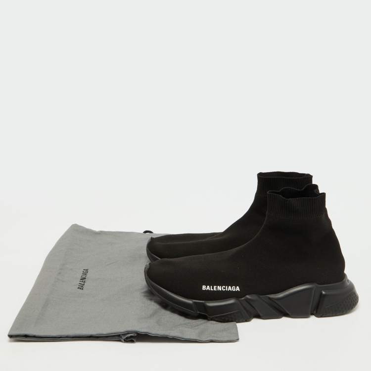 Pre Owned Balenciaga Black Knit Fabric Speed Trainer Sneakers Size 42