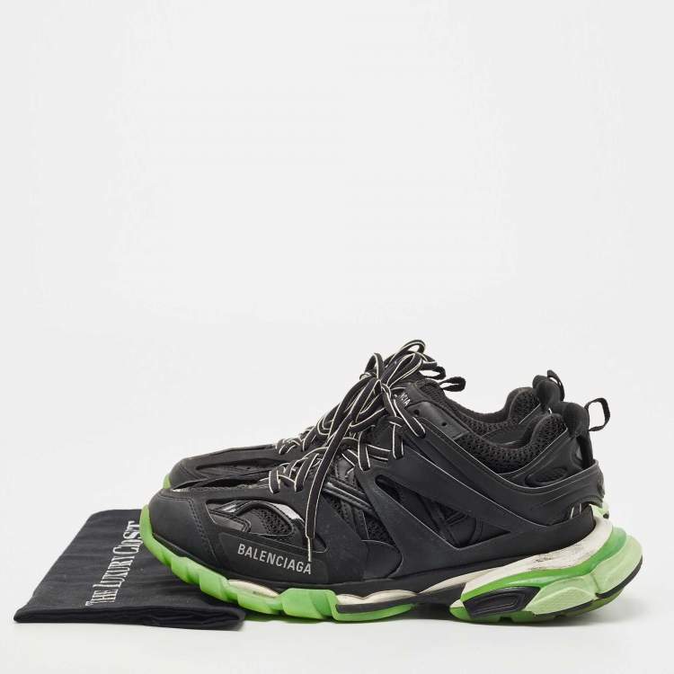 Pre Owned Balenciaga Black Mesh and Leather Track Sneakers Size 43