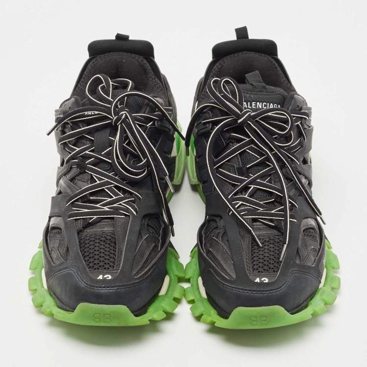 Pre Owned Balenciaga Black Mesh and Leather Track Sneakers Size 43