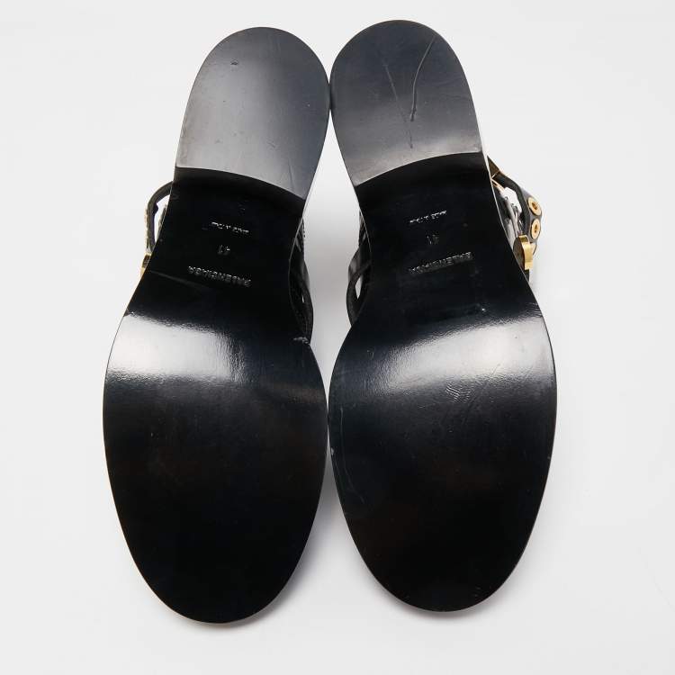Pre Owned Balenciaga Black Leather Ceinture Buckle Detail Ankle Boots Size 41