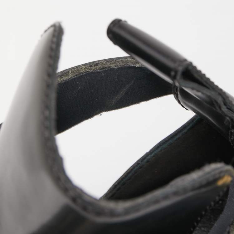 Pre Owned Balenciaga Black Leather Ceinture Buckle Detail Ankle Boots Size 41