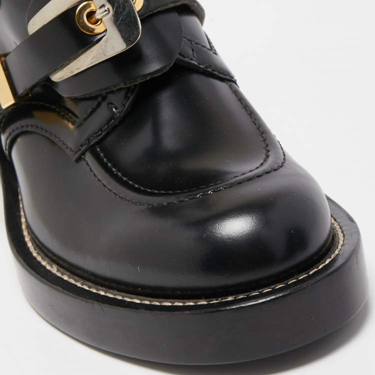 Pre Owned Balenciaga Black Leather Ceinture Buckle Detail Ankle Boots Size 41