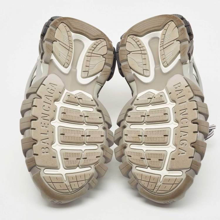 Pre Owned Balenciaga Grey/White Mesh and Rubber Track Low Top Sneakers Size 39