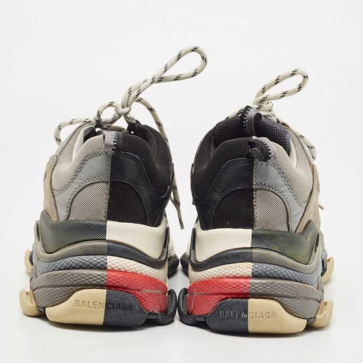 Pre Owned Balenciaga Multicolour Nubuck Leather and Mesh Triple S Sneakers Size 43