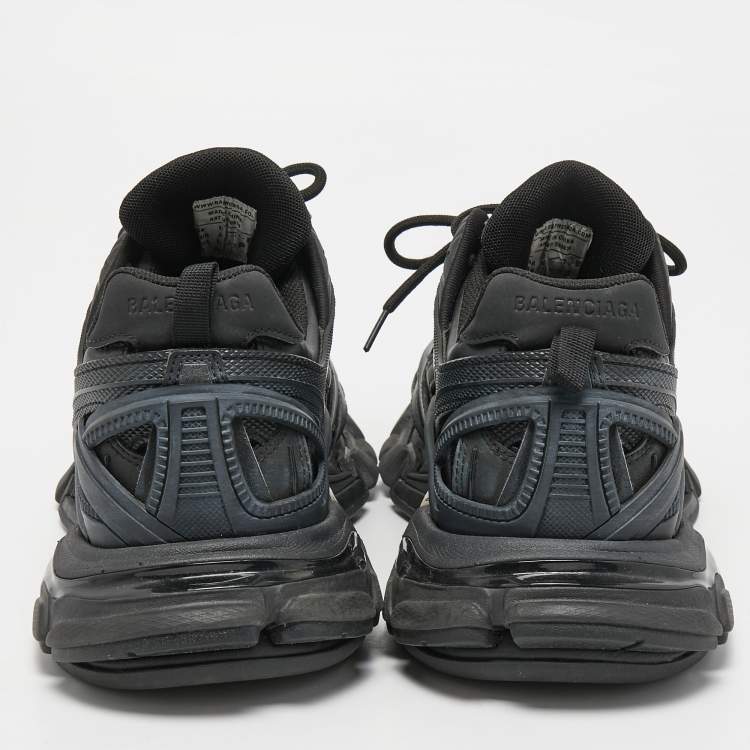 Pre Owned Balenciaga Black Leather and Mesh Track 2 Sneakers Size 44