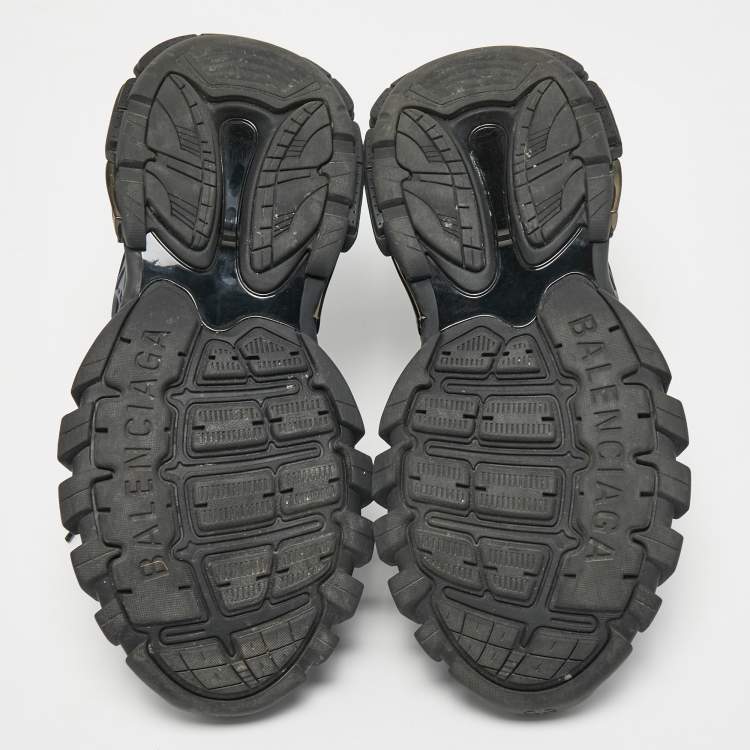 Pre Owned Balenciaga Black Leather and Mesh Track 2 Sneakers Size 44