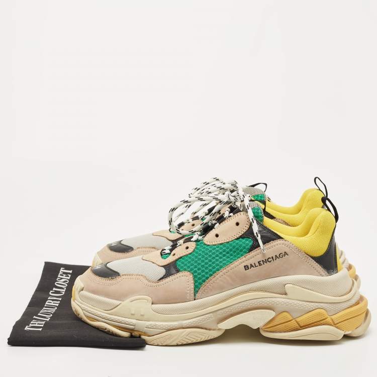 Pre Owned Balenciaga Multicolor Mesh and Leather Triple S Sneakers Size 44