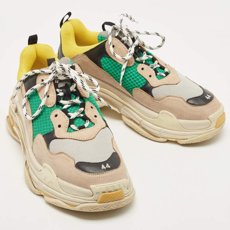 Pre Owned Balenciaga Multicolor Mesh and Leather Triple S Sneakers Size 44