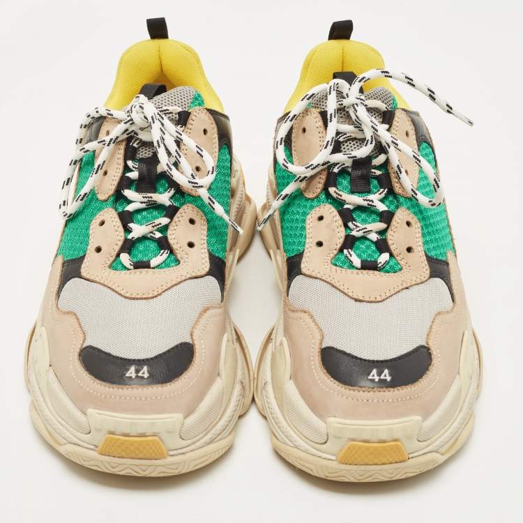Pre Owned Balenciaga Multicolor Mesh and Leather Triple S Sneakers Size 44