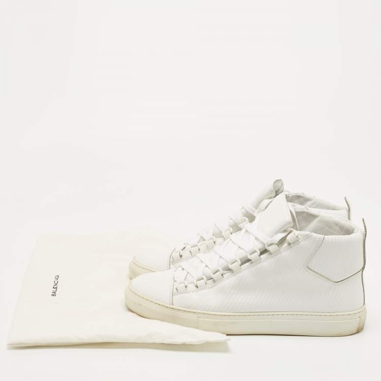 Pre Owned Balenciaga White Leather Arena High Top Sneakers Size 41