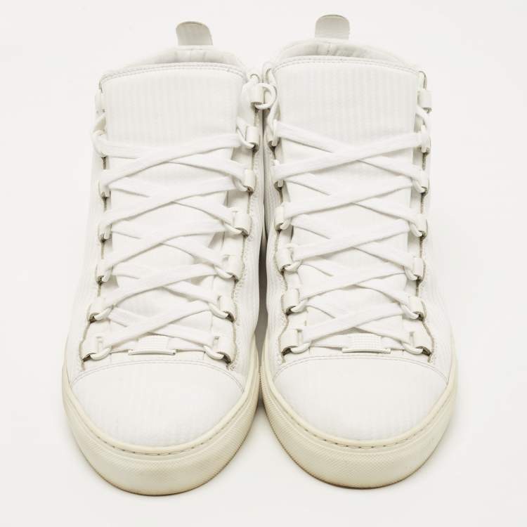 Pre Owned Balenciaga White Leather Arena High Top Sneakers Size 41