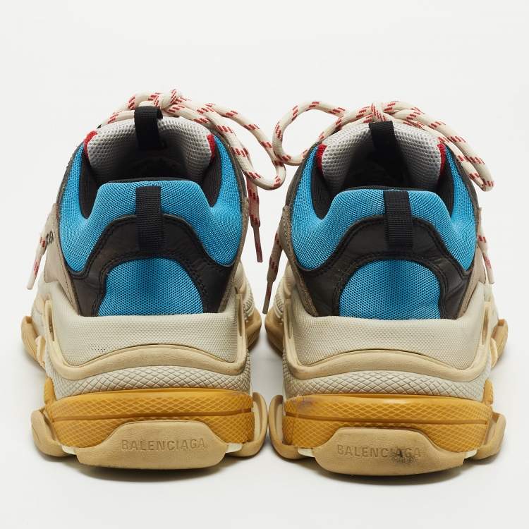 Pre Owned Balenciaga Multicolor Leather And Mesh Triple S Platform Sneakers Size 43